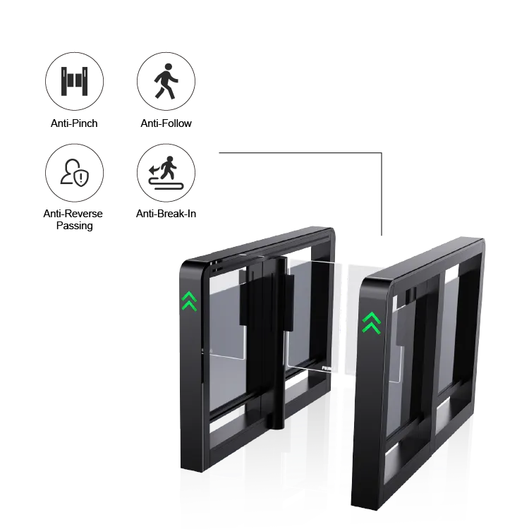 imgi_8_6d191b6e-14b6-4344-89c4-0dfaa7a4c341 FUJICA FJC-Z2318 swing gate black frame glass wing pedestrian turnstile product image