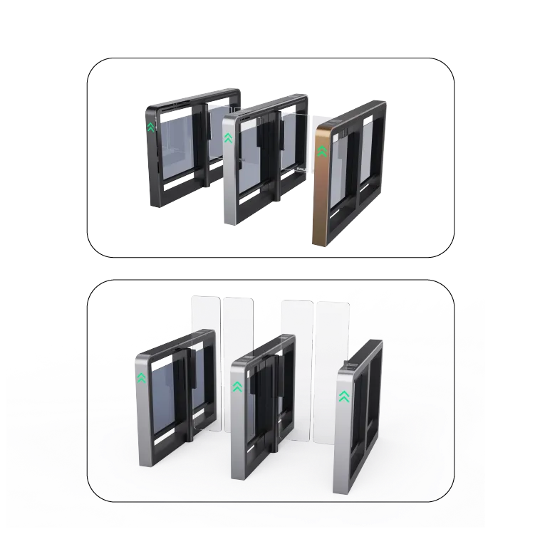 imgi_9_245770f0-7435-448e-b68c-3aa89e56dfa4 FUJICA FJC-Z2318 swing gate black frame glass wing pedestrian turnstile product image